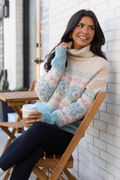 Collin Pink And Blue Fair Isle Turtleneck Sweater