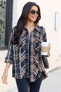 Zion Black Plaid Flannel Top