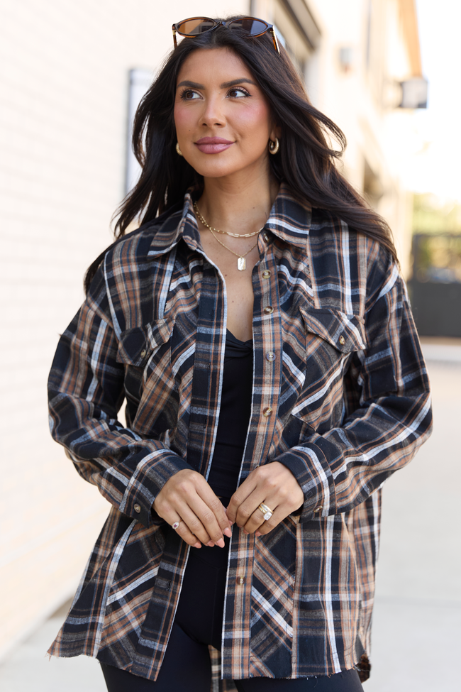 Zion Black Plaid Flannel Top
