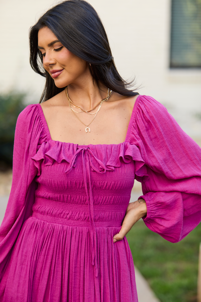 Summer Berry Smocked Maxi Dress FINAL SALE