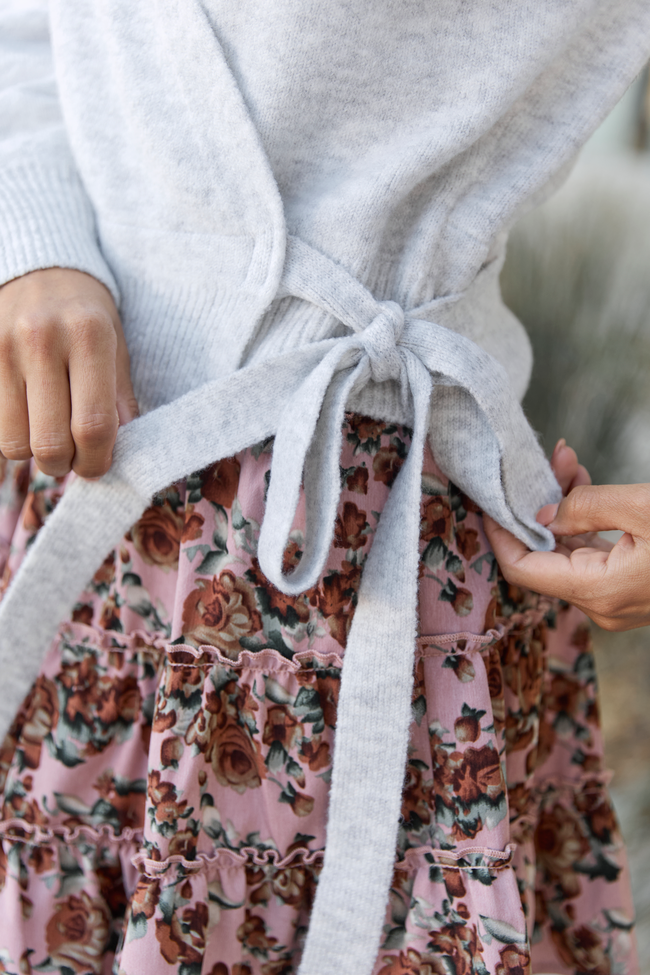 Winnie Light Grey Wrap Cardigan