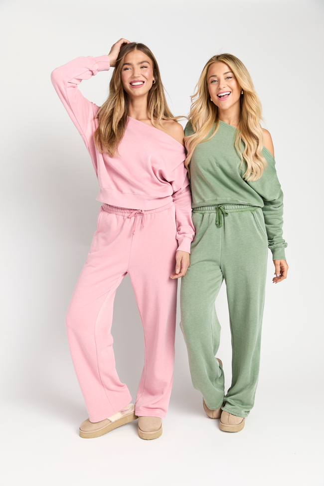 Learn As You Go Pink Off The Shoulder Sweatshirt