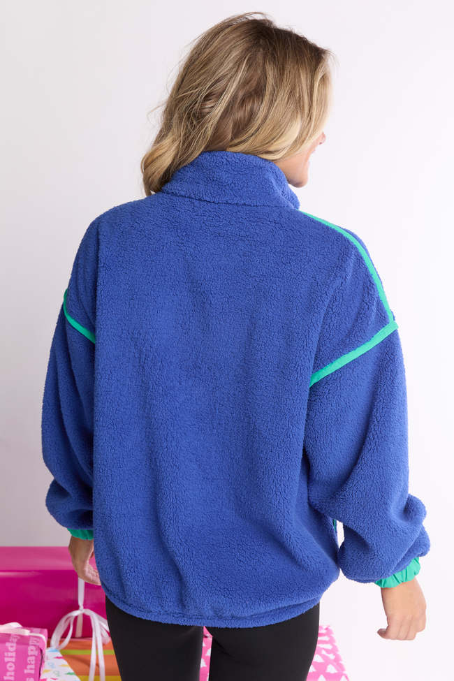 Lacey Blue Half Zip Sherpa Pullover