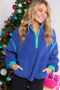 Lacey Blue Half Zip Sherpa Pullover