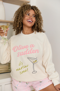 It's Martini Time Cream Graphic Sweatshirt