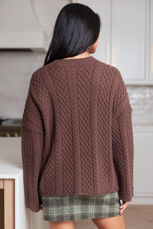 Pippa Brown Cable Knit Cardigan
