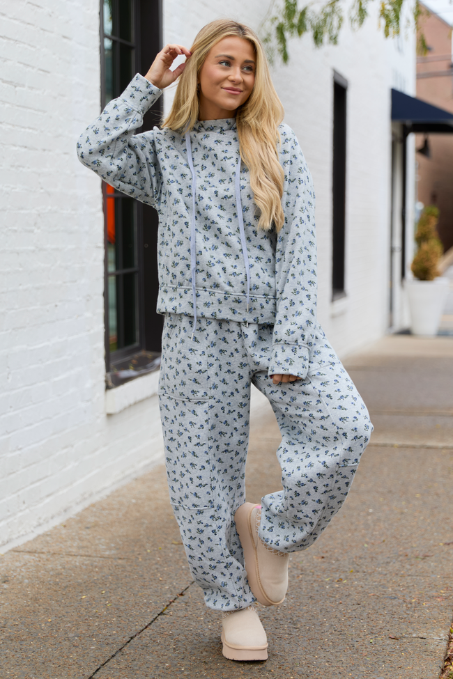 Jolie Grey Floral Hoodie