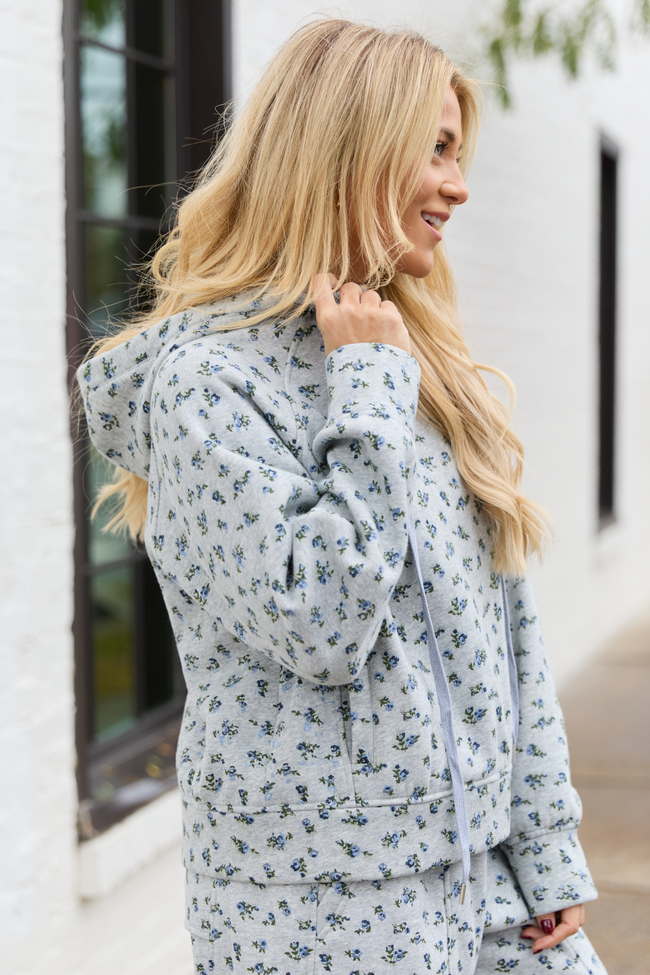 Jolie Grey Floral Hoodie