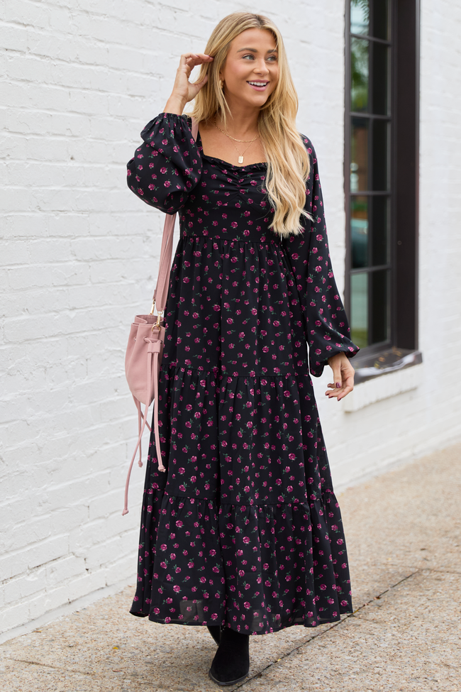 Maureen Black Floral Maxi Dress FINAL SALE