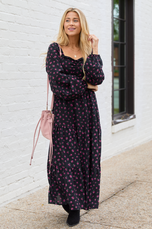 Maureen Black Floral Maxi Dress FINAL SALE