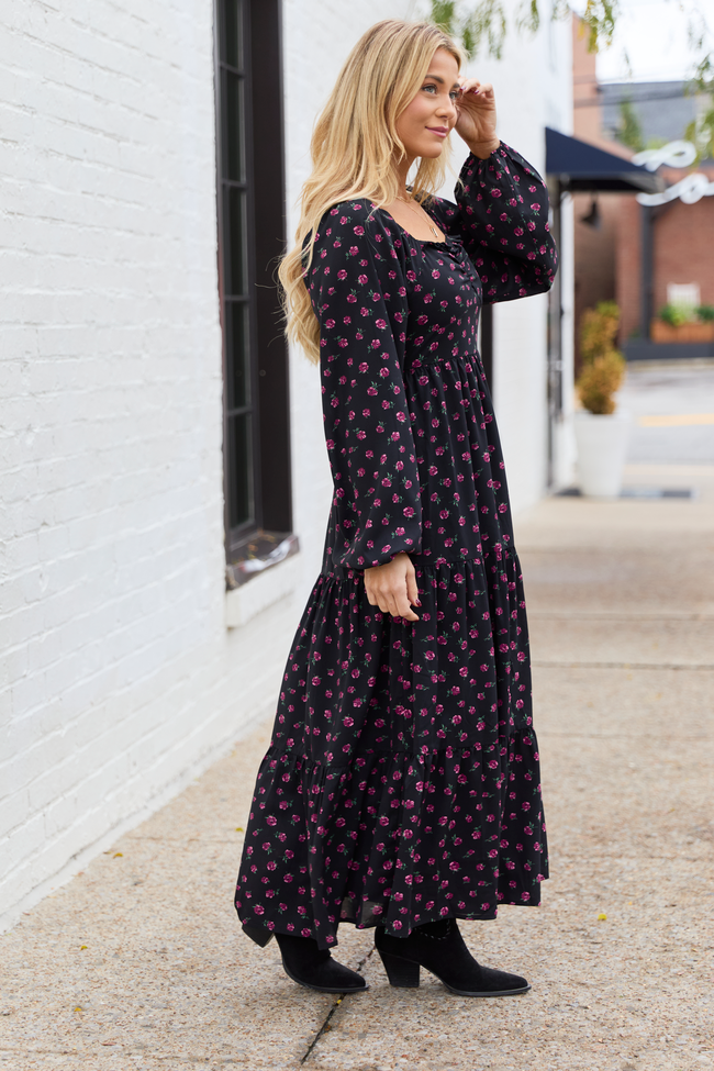 Maureen Black Floral Maxi Dress FINAL SALE