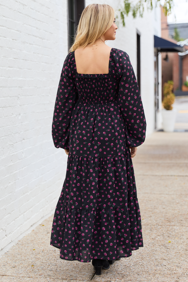 Maureen Black Floral Maxi Dress FINAL SALE