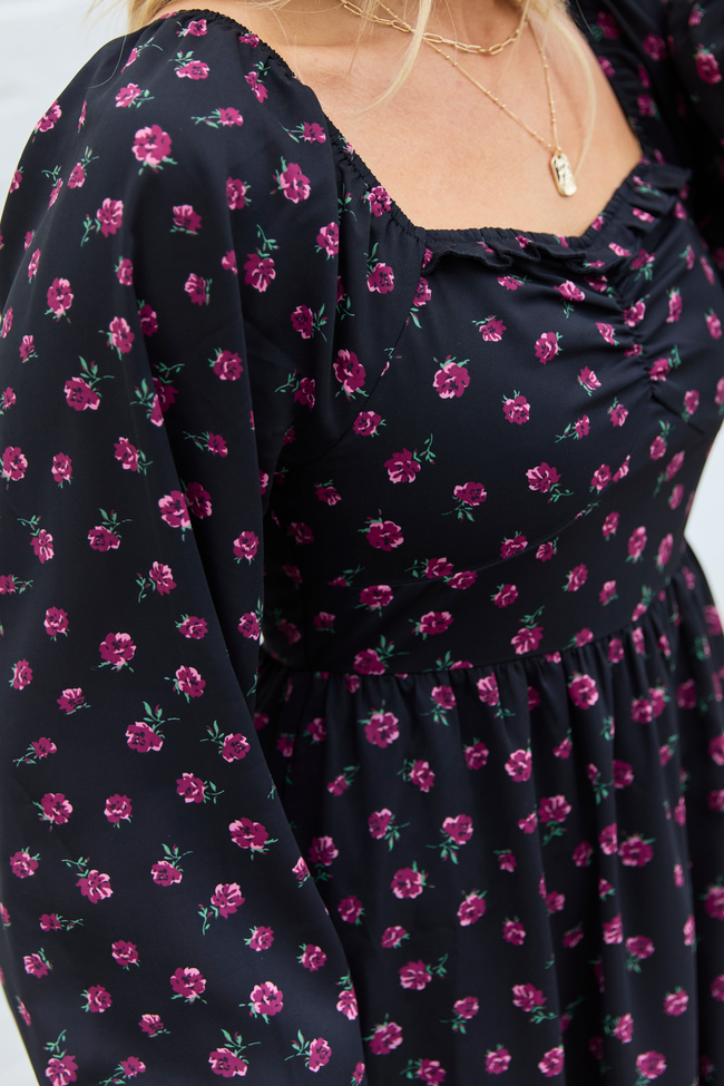 Maureen Black Floral Maxi Dress FINAL SALE