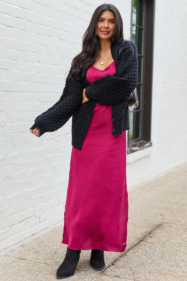 Louisa Black Cable Knit Cardigan