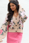 Priya Tan Floral Cheetah Cardigan