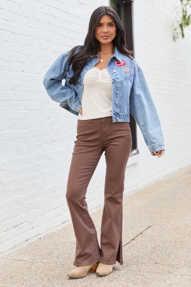 Amity Beige Long Sleeve Lace Trim Top