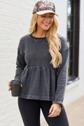 Smokey Grey Tiered Long Sleeve Top