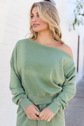 Learn As You Go Moss Off The Shoulder Sweatshirt