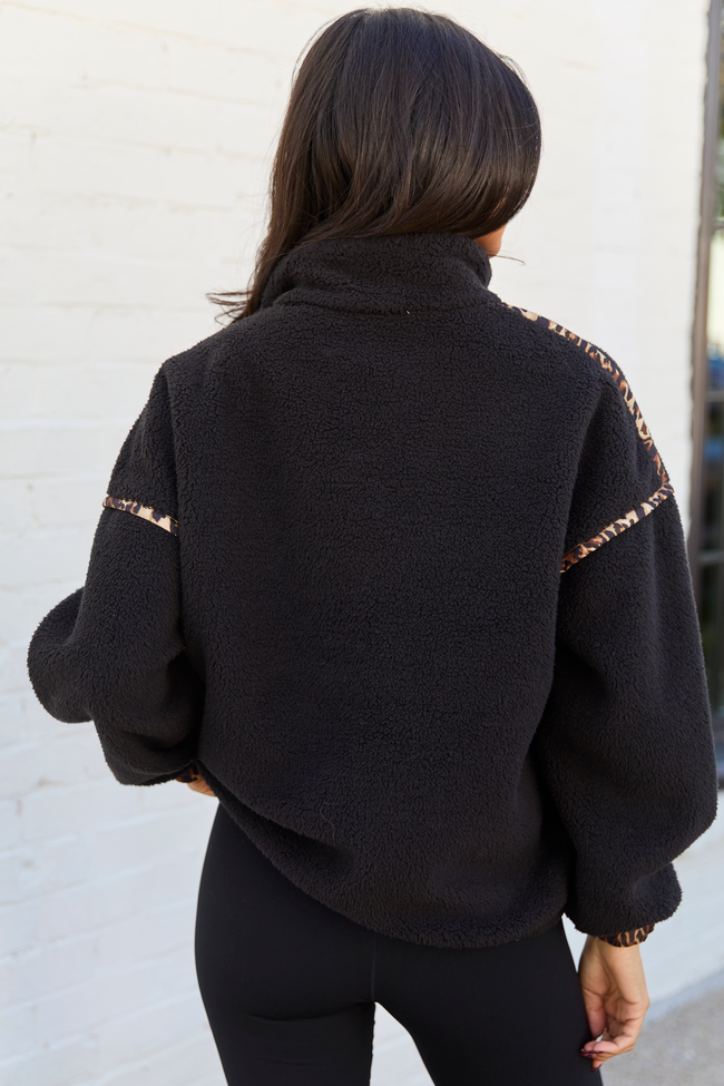Lacey Black Half Zip Sherpa Pullover