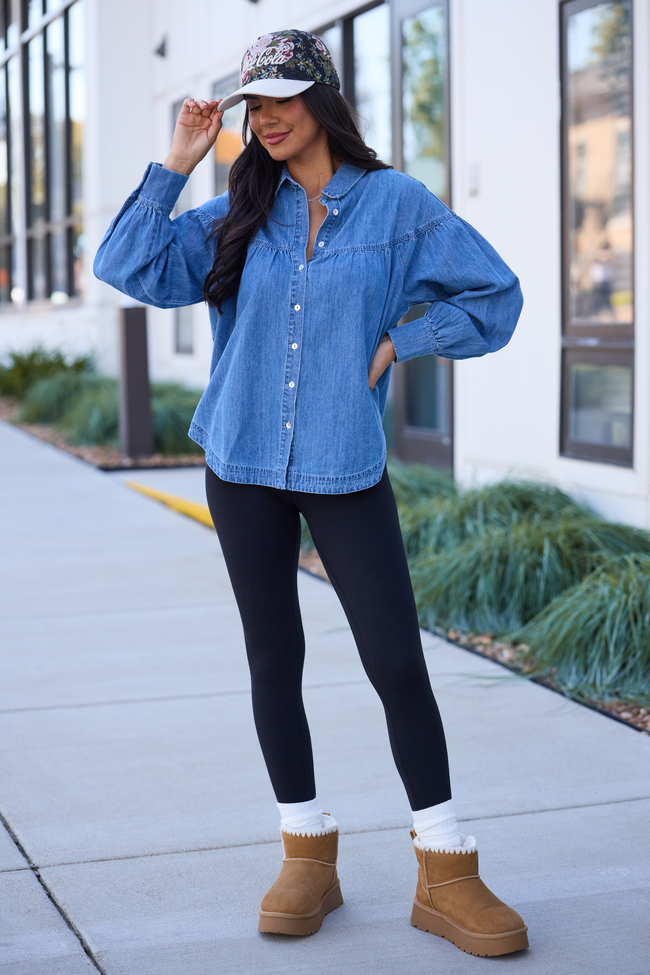 Lucky Denim Tiered Long Sleeve Top