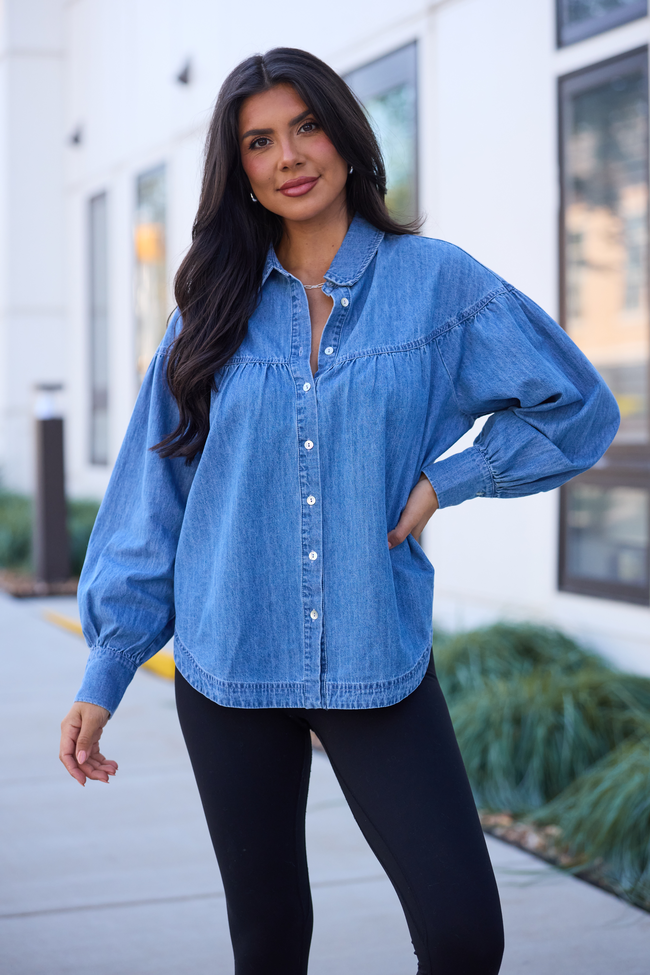 Lucky Denim Tiered Long Sleeve Top