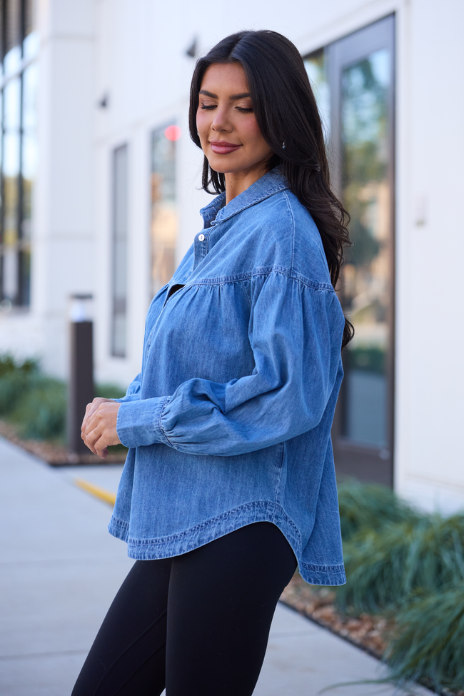 Lucky Denim Tiered Long Sleeve Top