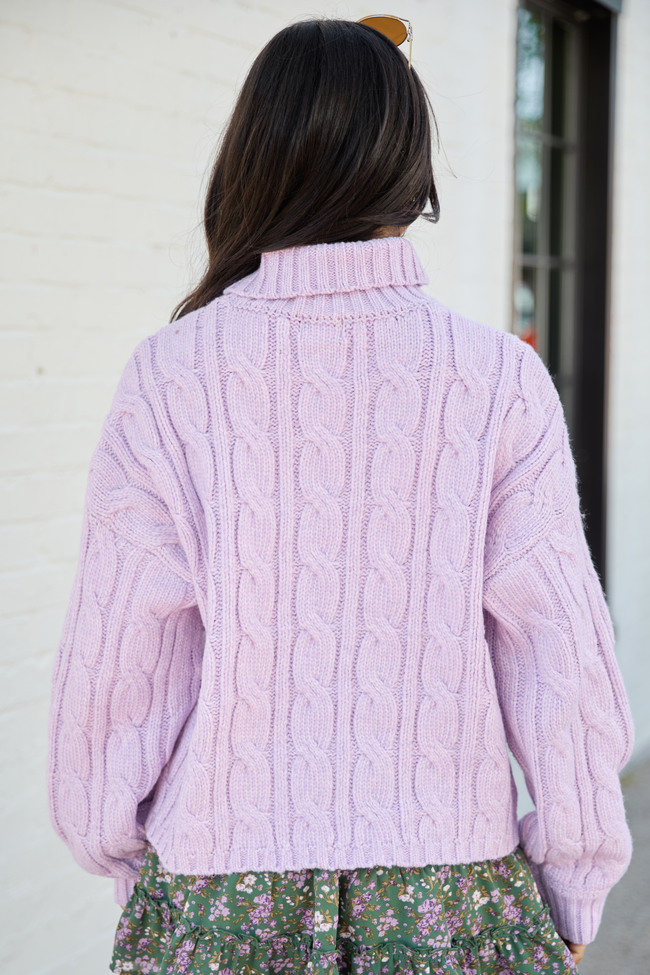 Vivienne Lilac Cable Knit Turtleneck Sweater