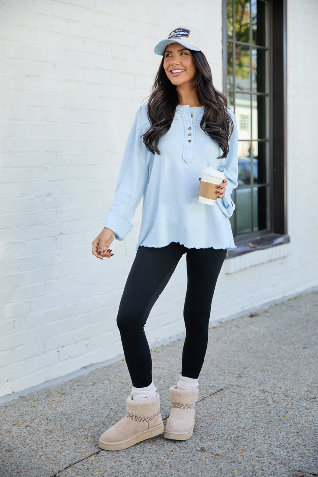 Dorie Baby Blue Oversized Henley