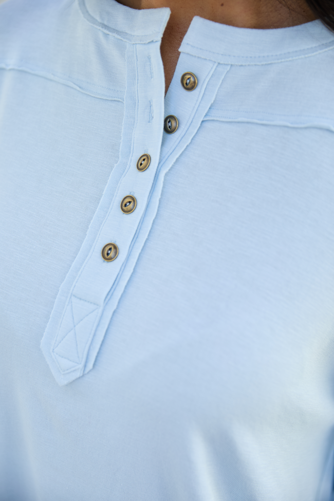 Dorie Baby Blue Oversized Henley