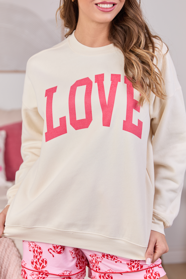 Love Block Cream Graphic Sweatshirt