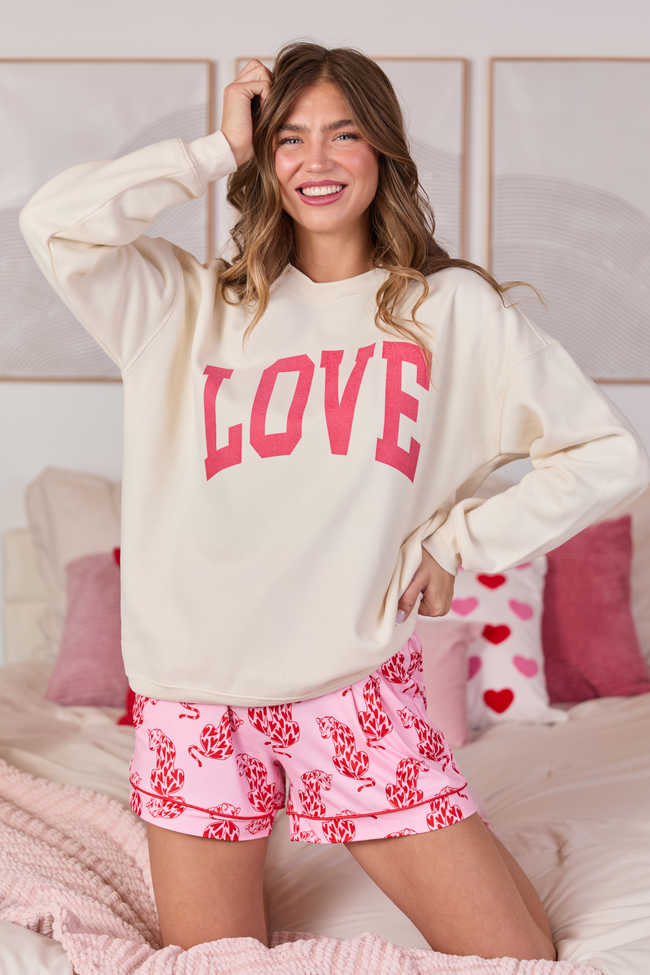 Love Block Cream Graphic Sweatshirt