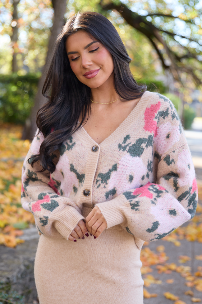 Priya Tan Floral Cheetah Cardigan