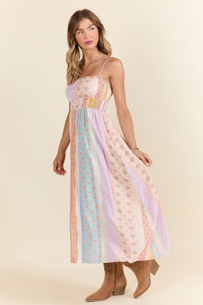 Lovingly Yours Multi Patchwork Print Midi Dress