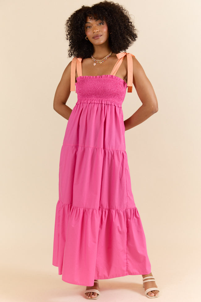 Season Of Bliss Pink Smocked Bust Maxi Dress