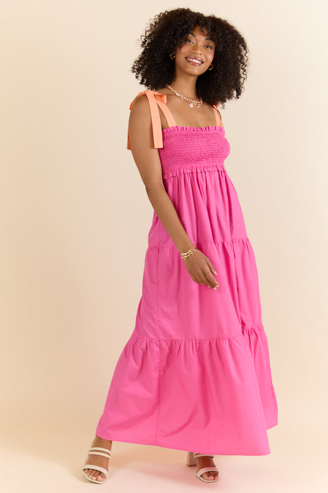Season Of Bliss Pink Smocked Bust Maxi Dress
