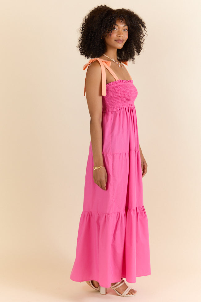 Season Of Bliss Pink Smocked Bust Maxi Dress