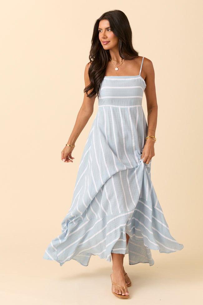 Come Sail Away Blue Striped Maxi Dress FINAL SALE