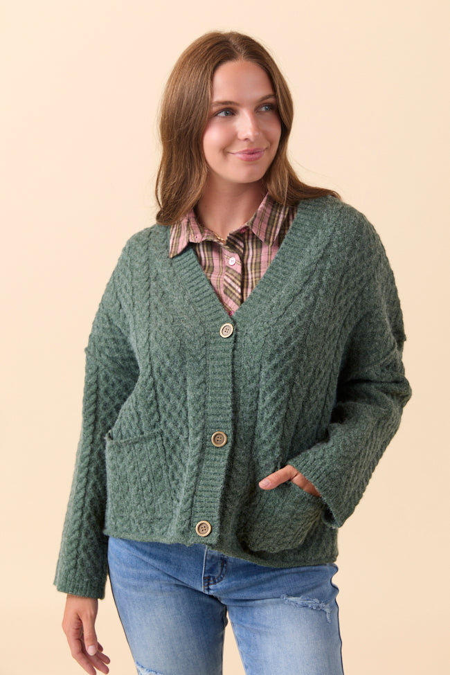 Pippa Forest Green Cable Knit Cardigan