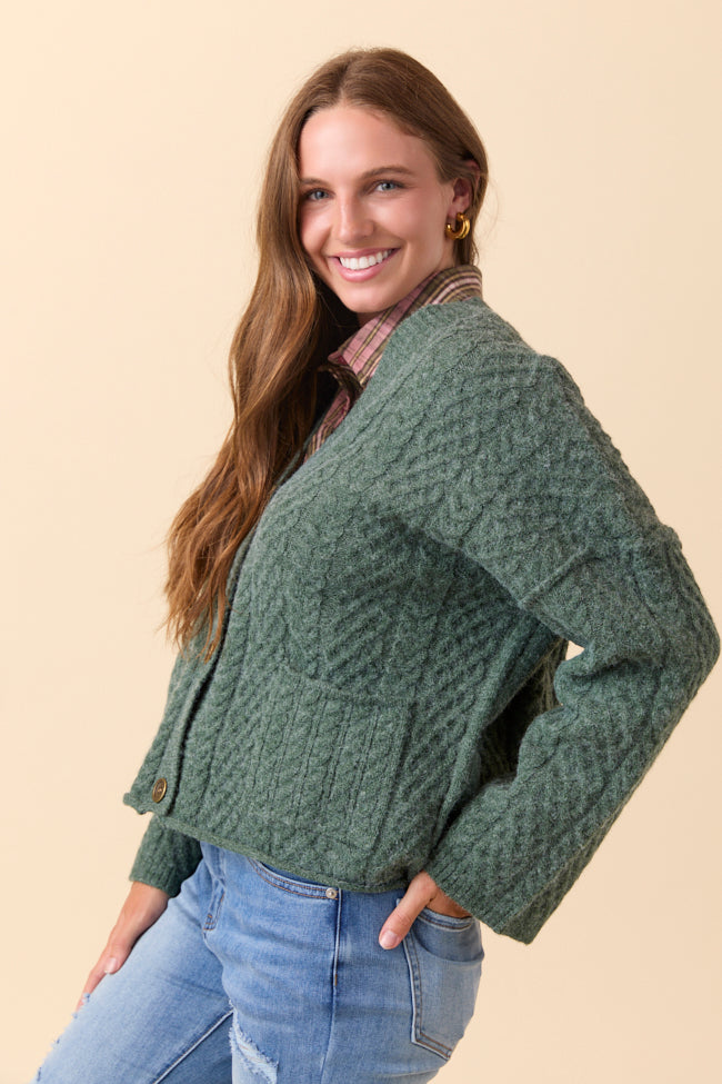 Pippa Forest Green Cable Knit Cardigan