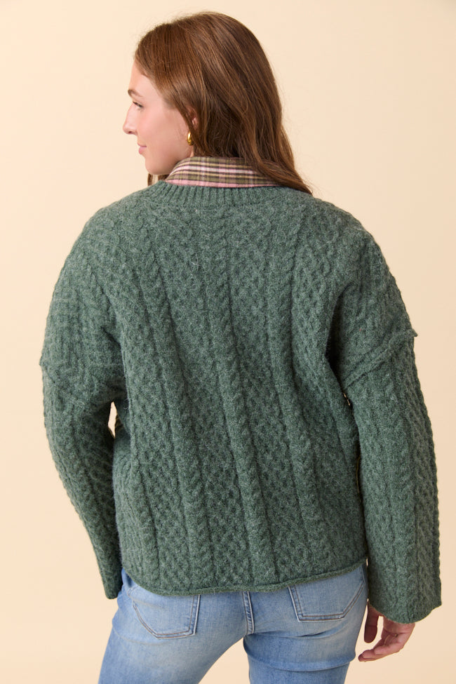 Pippa Forest Green Cable Knit Cardigan