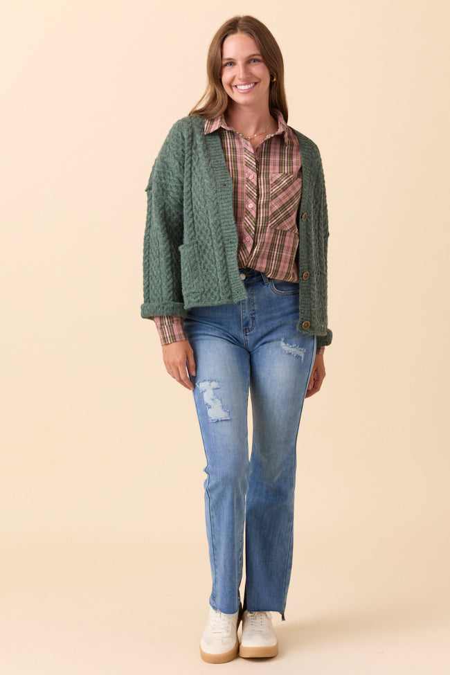 Pippa Forest Green Cable Knit Cardigan