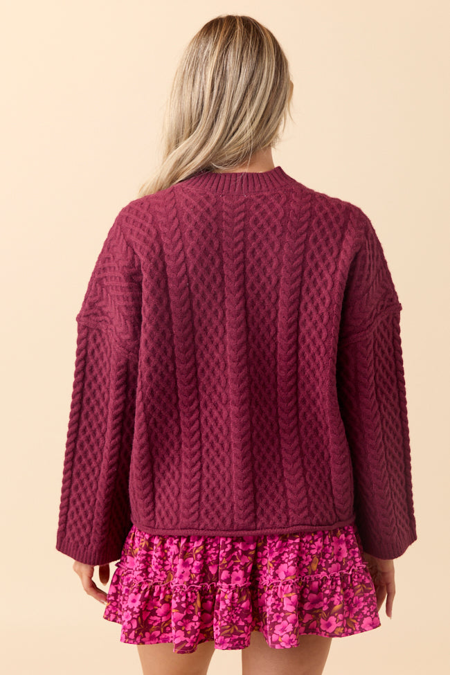 Pippa Burgundy Cable Knit Cardigan