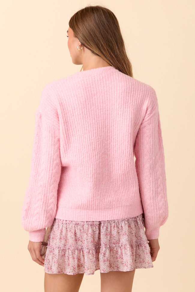 Sherri Light Pink Cable Knit Sweater