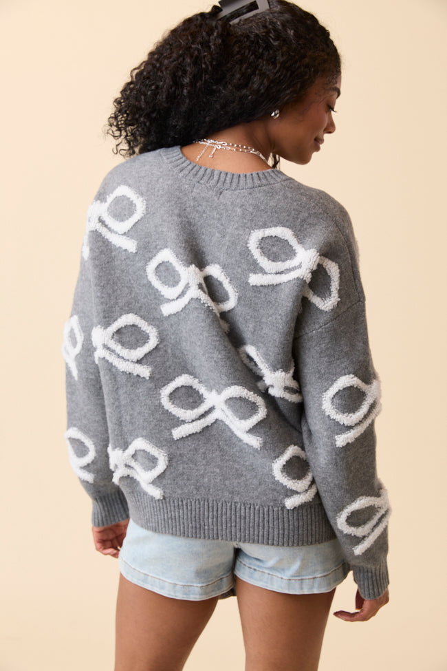 Christen White And Grey Bows Cardigan