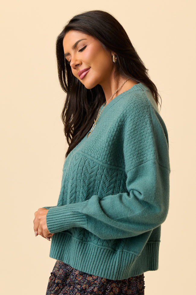 Mae Forest Green Multi-Knit Sweater