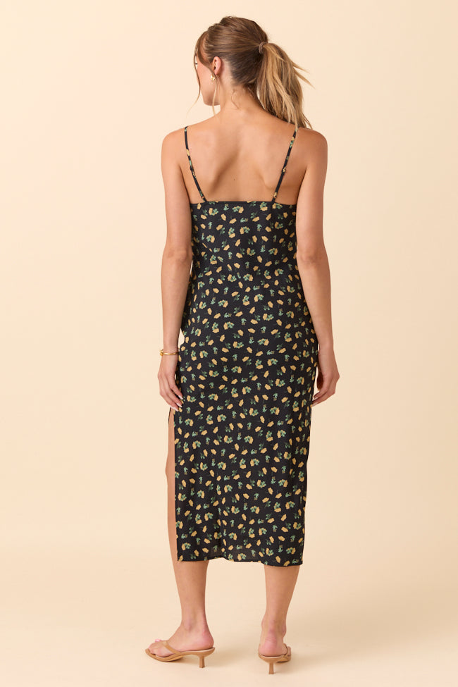 Bianca Black Floral Slip Dress