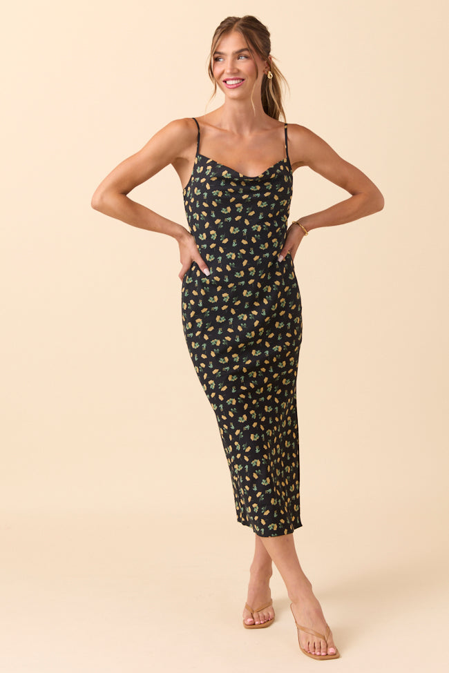 Bianca Black Floral Slip Dress
