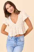 Miriam Floral Smocked V-Neck Top