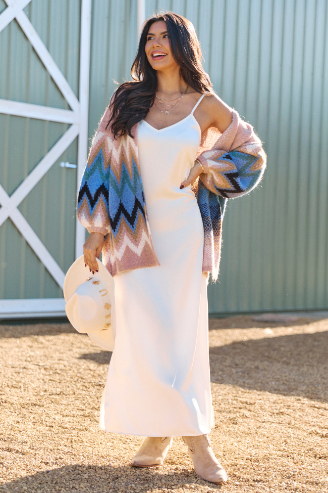 Lowen Brown And Blue Zig Zag Stripe Cardigan