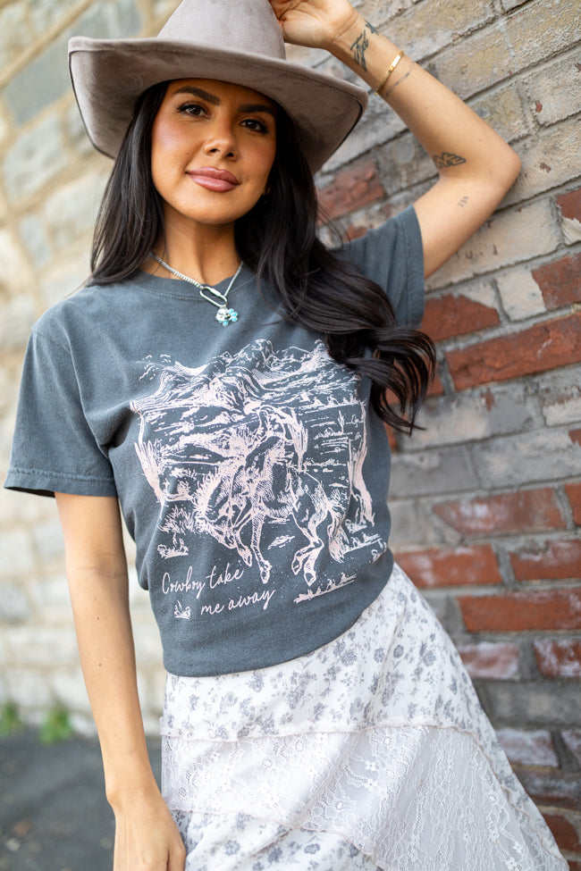Cowboy Take Me Away Dark Grey Graphic Tee